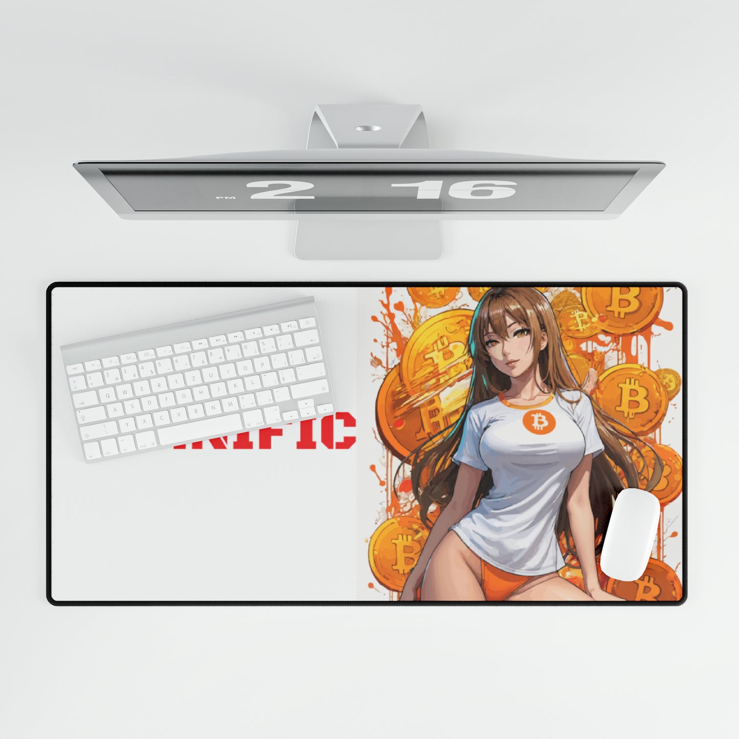 Omnific Bitcoin girl Desk mat #1